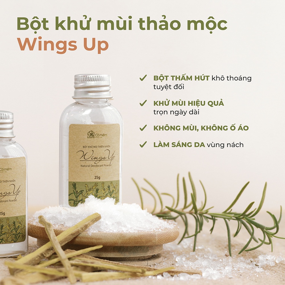 Bột Khử Mùi Wings Up Khử Mùi Hôi Chân Hôi Nách Giảm Tiết Mồ Hôi Hôi Cỏ Mềm 25g