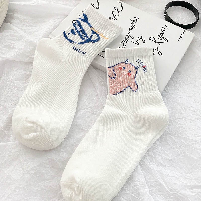 Tất vớ cổ cao họa tiết hình thú dễ thương, set 5 đôi tất vớ nữ Hàn Quốc - Sope Shop