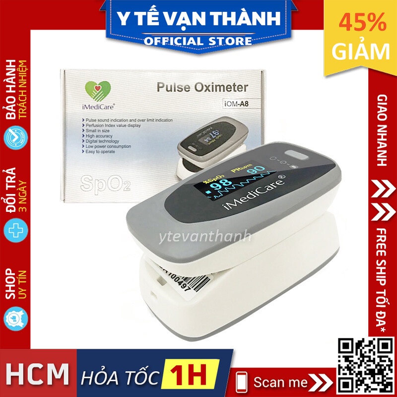 ✅ Máy Đo Nồng Độ Oxy SPO2 Và Nhịp Tim iMediCare iOM A8 | Singapore -VT0408