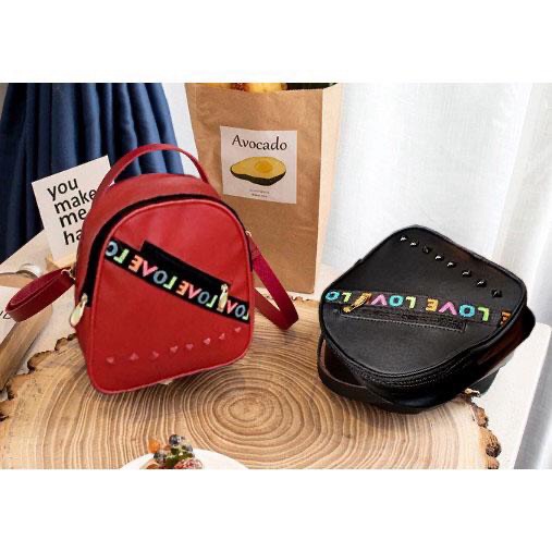 Balo nữ mini da mềm nhiều màu đính LOVE xinh xắn [New Unisex]