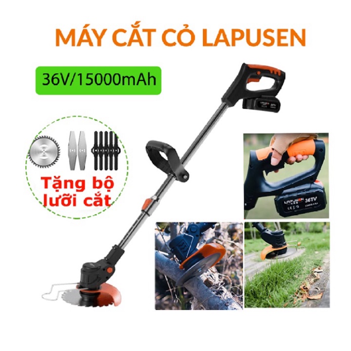Máy cắt cỏ, tỉa cành cầm tay LAPUSEN kèm 2 pin 15 cell Tặng 8 lưỡi cưa