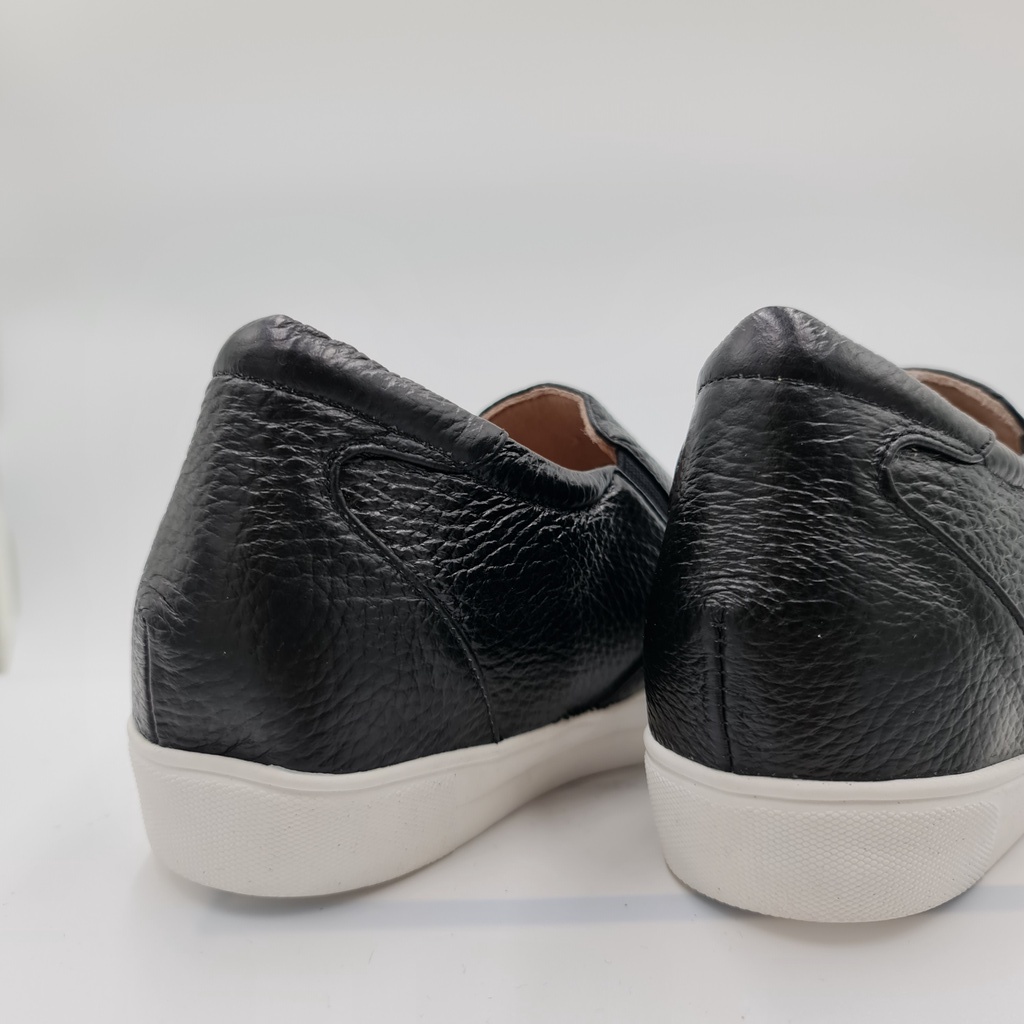 Giày slip on nữ LUNASHOES 709 cao 5 phân tăng chiều cao da bò mềm lót êm chân đế tpr chống trơn trượt mũi tròn