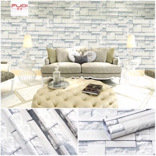 Combo 10m giấy dán tường đá xám 3d khổ rộng 45 cm