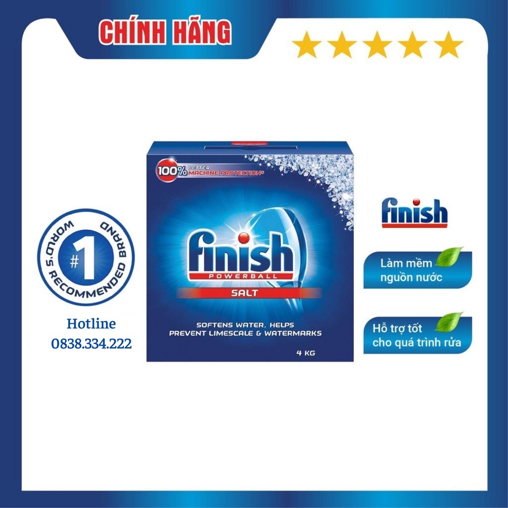 [HCM] Muối rửa chén bát Finish 4kg/ Muối làm mềm nước Finish loại 4kg