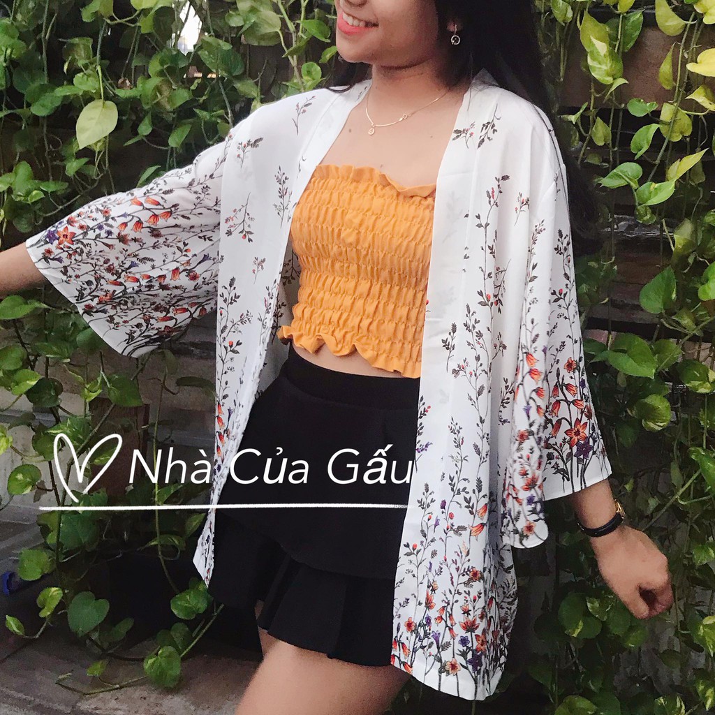 Áo khoác kimono voan hoa đẹp cực phẩm