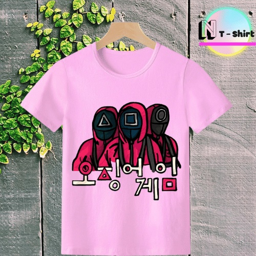 Áo thun trẻ em in hình Trò Chơi Con Mực SQUID GAME, Áo cotton xịn mặc mát thoải mái NTShirt 12