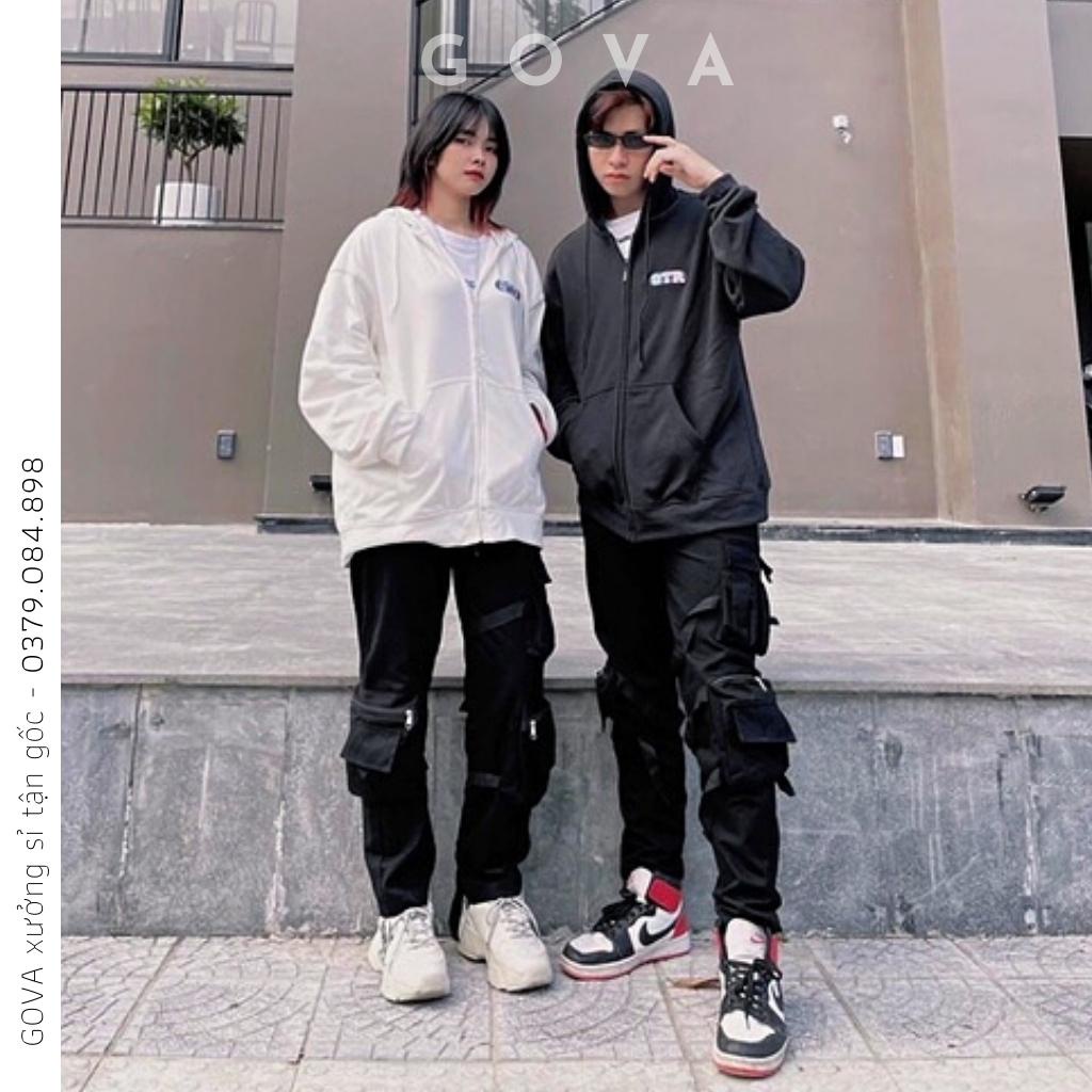 Áo Khoác Nỉ STR Dây Kéo Nam Nữ Ulzzang Unisex Form Rộng Chữ Thêu Đẹp GOVA