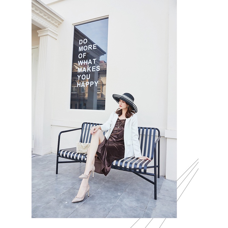 Giày Cao Gót Mũi Nhọn Đính Đinh Tán Màu Sắc Thời Trang Xuân Hè Quyến Rũ 2022 Dành Cho Nữ