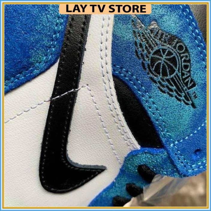 Giày thể thao Jordan cổ cao cổ thấp xanh loang nước biển, giày sneaker JD1 Tie Dye cao cổ thấp cổ nam nữ | BigBuy360 - bigbuy360.vn