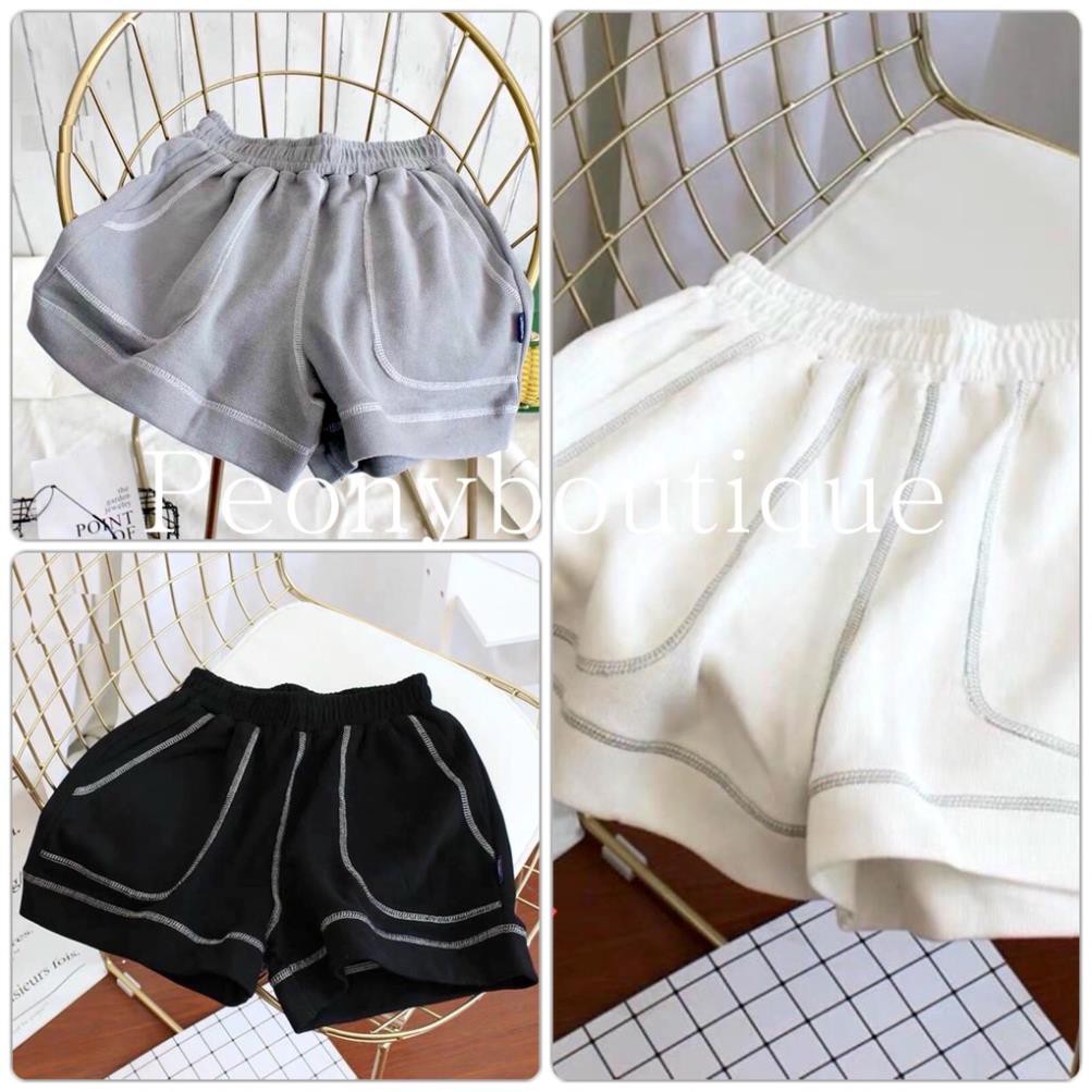 Quần Short Chỉ Nổi PEONYB Nữ [FREESHIP] 🌸 Shorts đùi chạy viền dáng suông, thun trơn màu ĐEN | TRẮNG | XÁM Ulzzang 🌸 ་