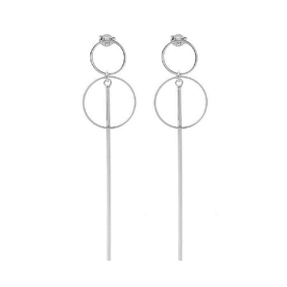 Đôi hoa tai dáng dài phối 2 vòng tròn phong cách Hàn Quốc thời trang cho nữ