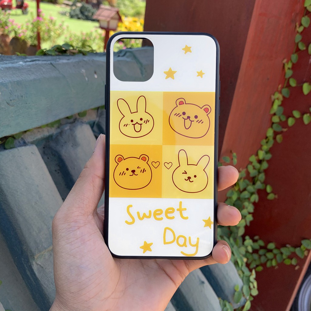 Ốp kính cường lực hình thỏ cho iphone 6 s plus 7 8 plus Xr X s max 11 11 pro max 12 mini 12 pro max se2