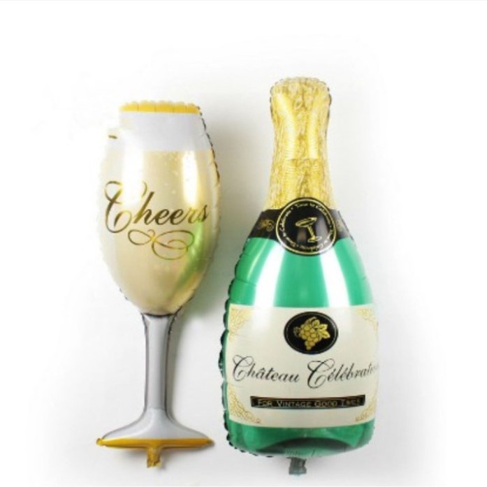 Bong Bóng Hình Chai Rượu ngoại sâm banh CHAMPAGNE, Chai Bia, Ly Rượu, Ly Bia, Phụ Kiện Trang Trí Sinh Nhật Và Tiệc Cưới