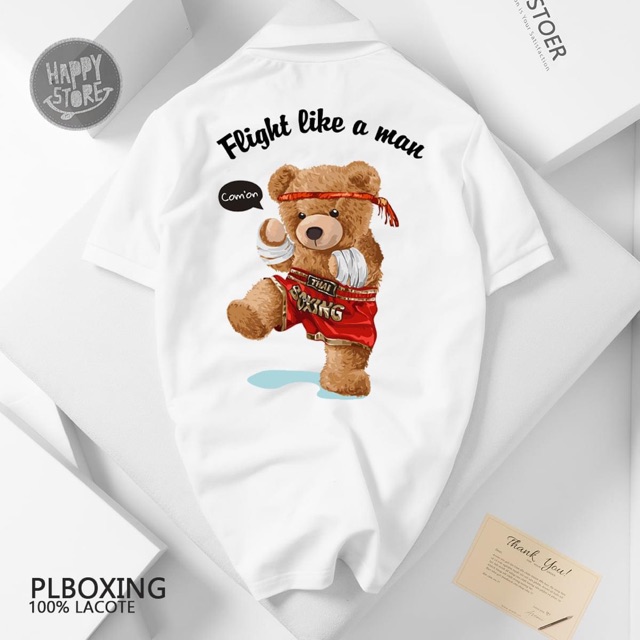 ÁO POLO NAM GẤU BOXING SIÊU CUTE CHẤT LACOTE THOÁNG MÁT