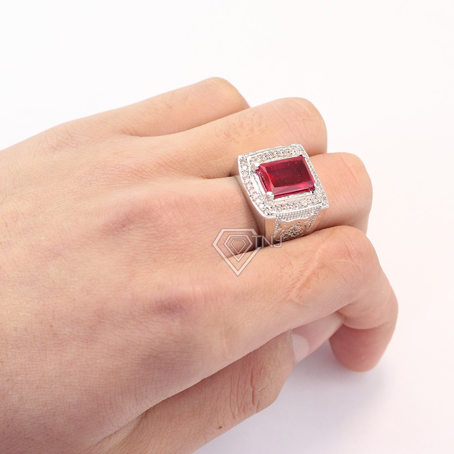 Nhẫn bạc nam đầu hổ đính đá đỏ NNA0070 Trang Sức TNJ