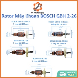 Rotor/ruột máy khoan BOSCHH GBH 2-26 6 răng/7 răng/lacela tặng kèm chổi than