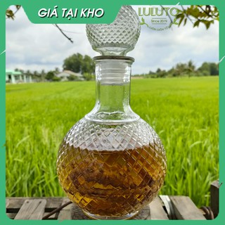 Chai đựng rượu thủy tinh 1000ml cao cấp - Mẫu Bầu tròn giác Kim Cương