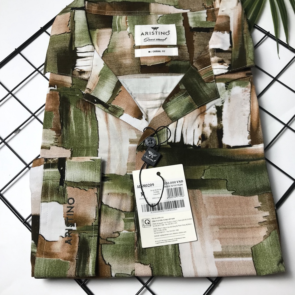 Áo sơ mi nam dài tay Aristino họa tiết châu Âu,vải mềm mướt, from rộng ALSM0209