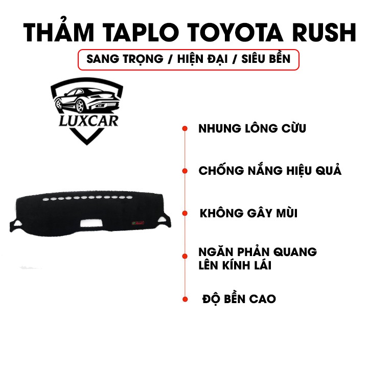 Thảm Taplo Nhung Lông Cừu LUXCAR Xe TOYOTA RUSH - Đế cao su chống trượt