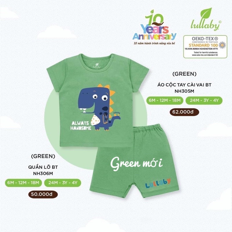 Bộ cộc tay cài vai bé trai Lullaby