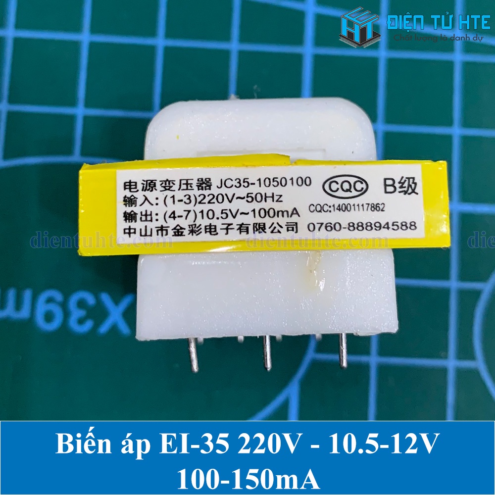 Biến áp nguồn 220V sang 10.5V 12V EI-35 100-150mA hàn mạch
