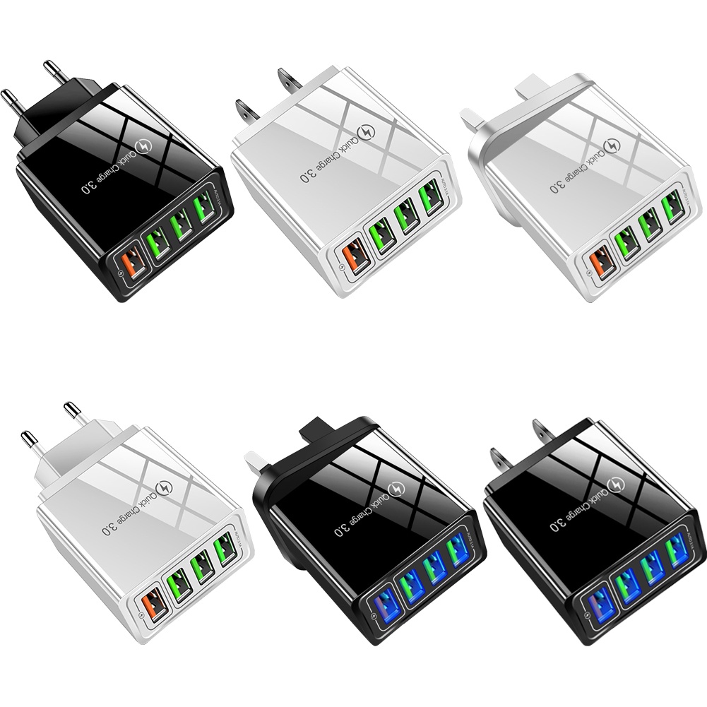 Củ Sạc Nhanh 4 Cổng Usb 3.1A Phích Cắm EU / US Cho Điện Thoại / Máy Tính Bảng