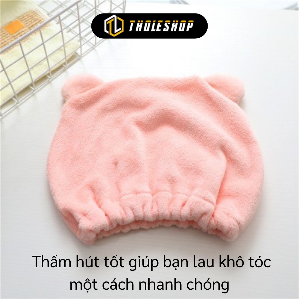 Khăn Ủ Tóc - Khăn Quấn Làm Khô Tóc Siêu Tóc Hình Chú Gấu Dễ Thương, Thấm Hút Tốt 8193