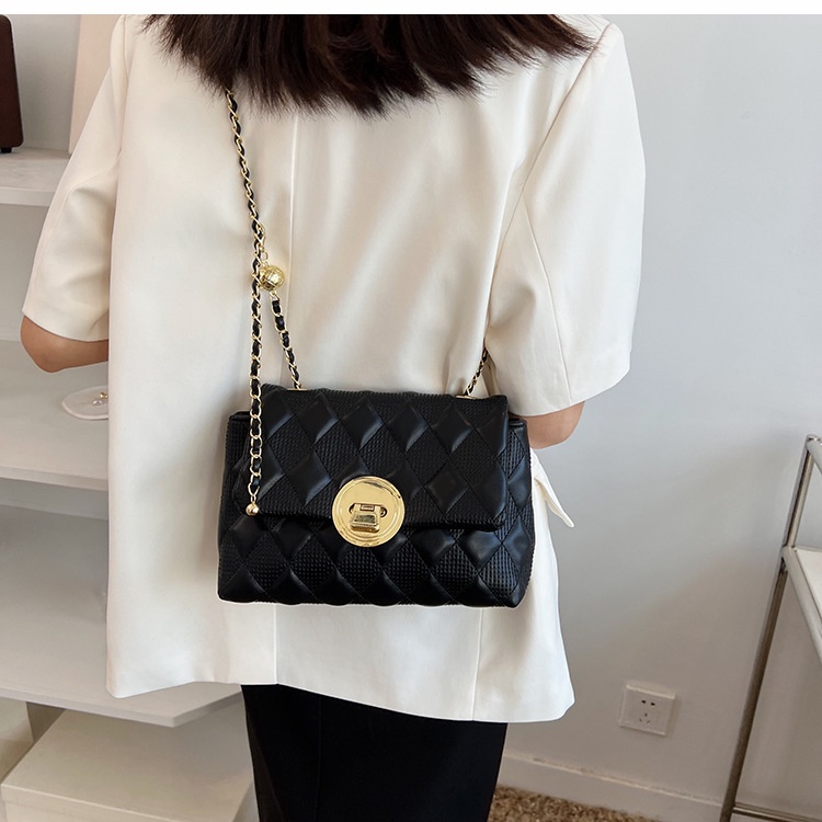 Túi Đeo Vai Hình Vuông Cỡ Nhỏ Họa Tiết Hình Thoi Phối Dây Xích Thời Trang Cho Nữ