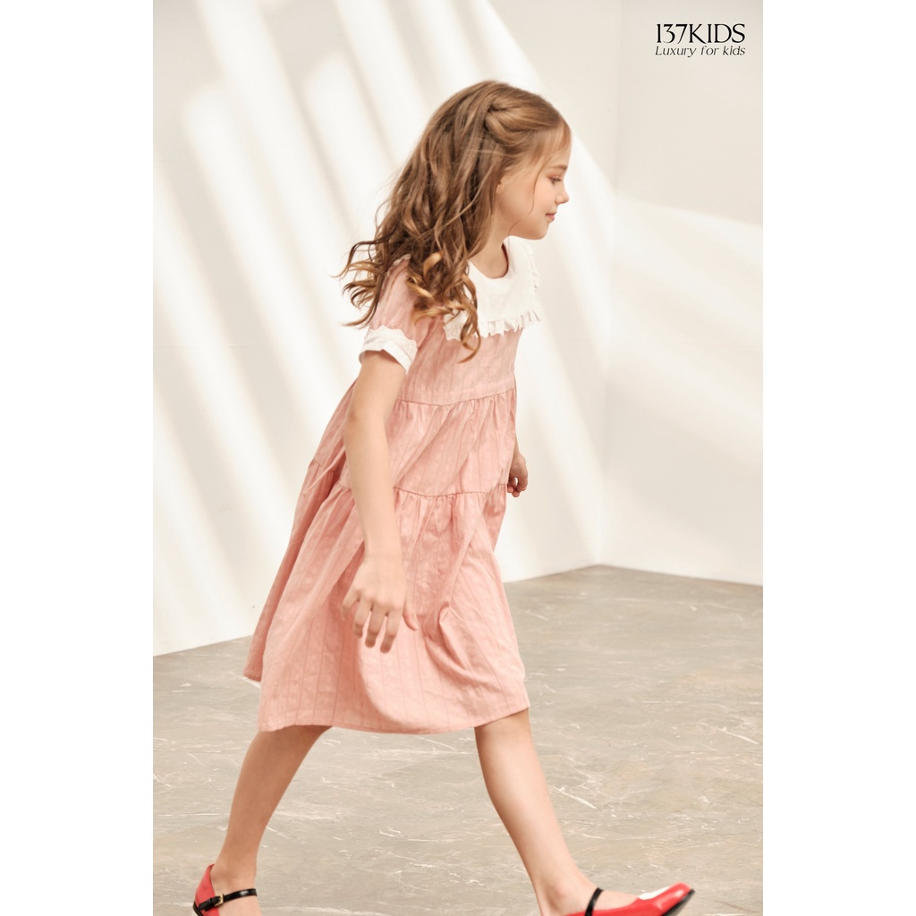 Váy babydoll 137Kids thiết kế nhún bèo dễ thương cho bé gái đi chơi đi dự tiệc