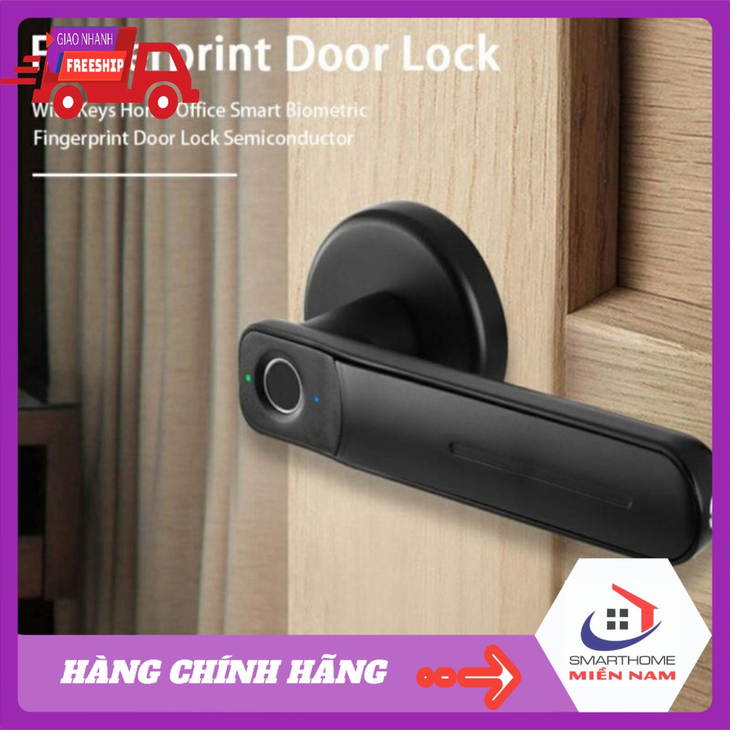 Khóa tay nắm cửa tròn vân tay thông minh 2 chức năng cho cửa phòng 🌐GIÁ TỐT🌐