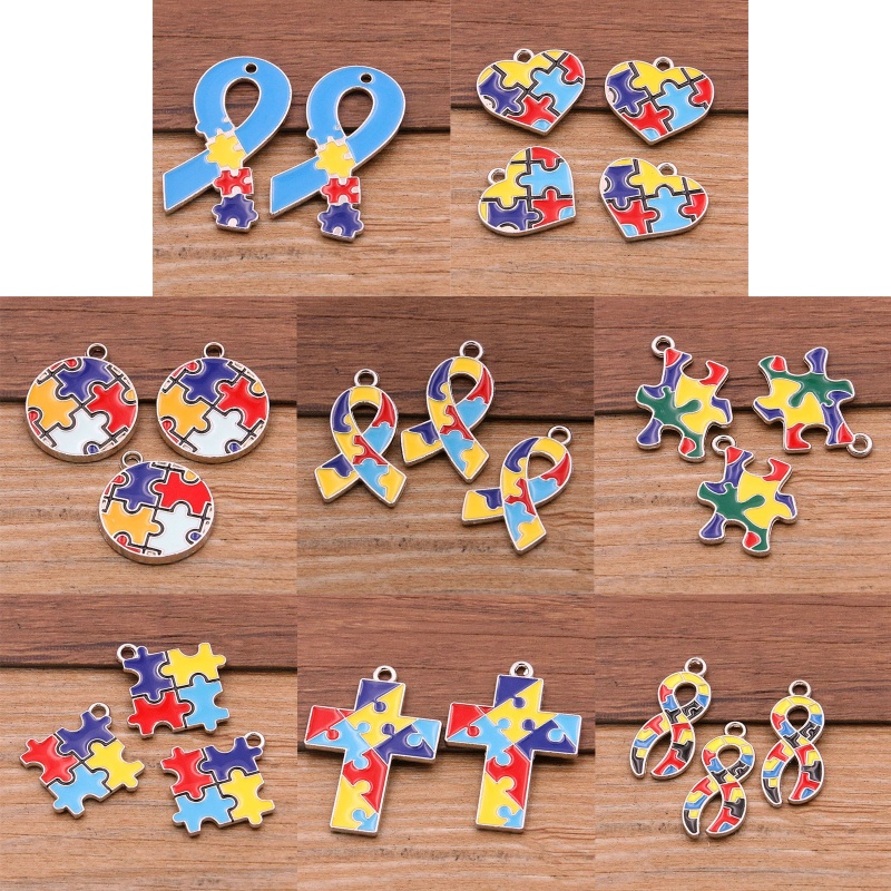 Set 8 Mặt Dây Chuyền Hợp Kim Màu Trắng Tương Phản Charms