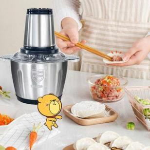 Máy Xay Thịt, Máy Say Thịt Cá Cối Inox 304 2L 4 Lưỡi Công Suất 250W Cao Cấp - Cối Xay thực phẩm rau củ quả đa năng