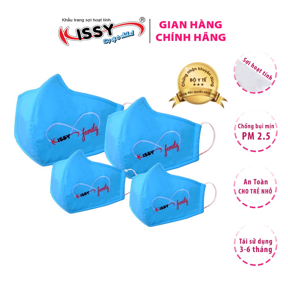 Khẩu trang Kissy đồng phục gia đình mẫu vải trơn cá tính, giao chuẩn mẫu và chuẩn size