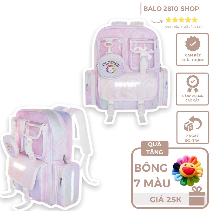 Balo Degrey Basic Backpack Kèm Túi Treo Tiedye Cặp Đi Học Nam Nữ Ulzzang Unisex Mcm