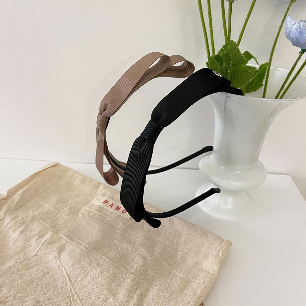 Cài tóc đính nơ màu trơn phong cách vintage thanh lịch cho nữ