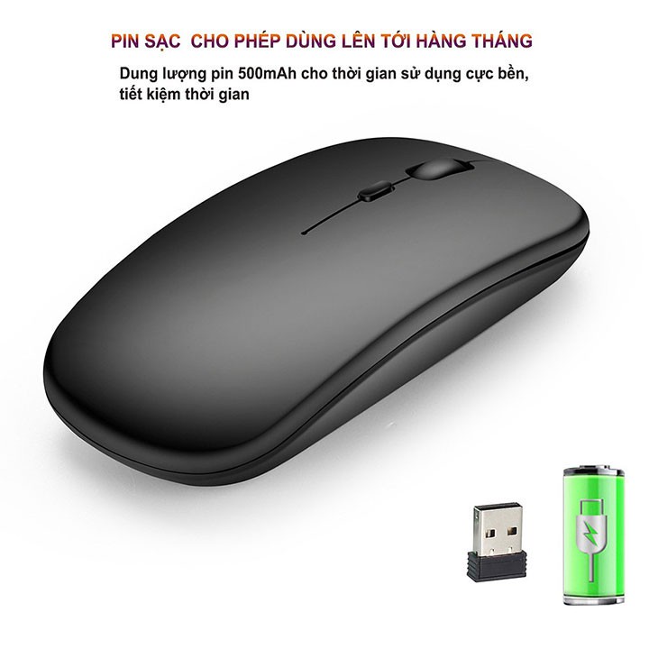 Chuột không dây Bluetooth wireless USB tự sạc pin PIX-LINK M90 siêu mỏng, chống ồn