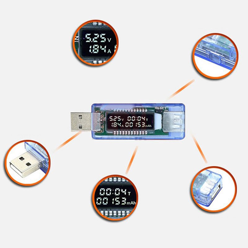 Bộ sạc USB Bác sĩ điện áp Đồng hồ đo dòng điện Vôn kế Ampe kế Thời gian làm việc Nguồn điện Máy đo dung lượng pin