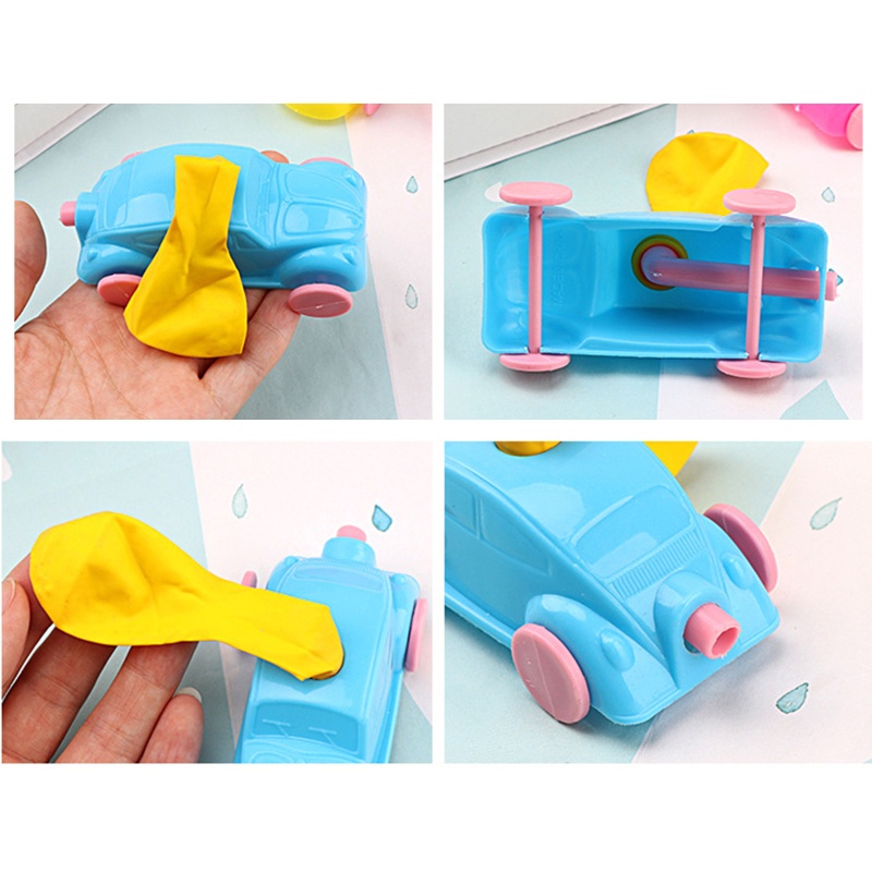 Đồ chơi xe hơi bơm bong bóng thí nghiệm lực quán tính khí động học phát triển tư duy cho bé mẫu giáo