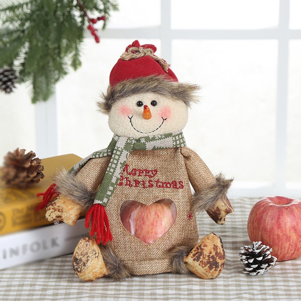 Túi Đựng Quả Táo Bằng Vải Lanh Trang Trí Giáng Sinh Cho Trẻ Em