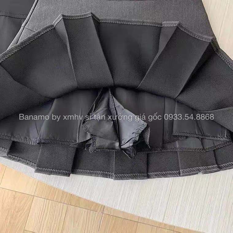 Chân váy tennis xếp ly to 3 màu trendy đen trắng xám thời trang Banamo Fashion 5321 | BigBuy360 - bigbuy360.vn