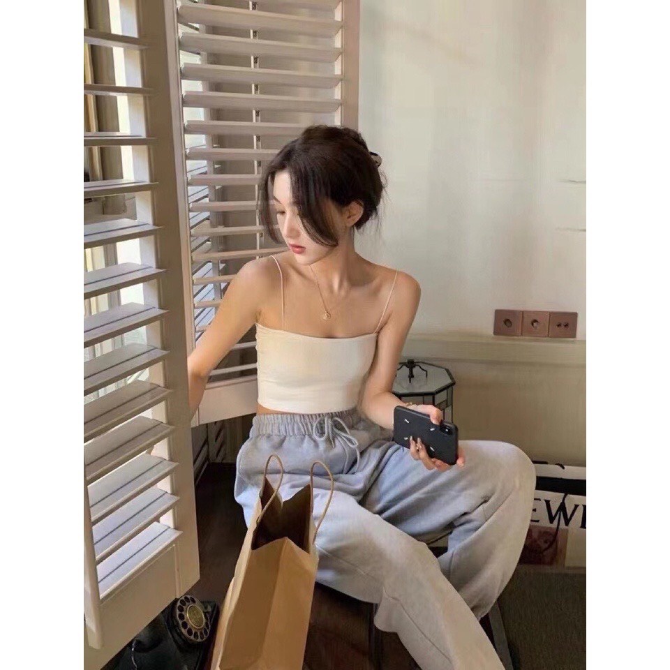 Áo 2 dây sợi bún co dãn 4 chiều chất cotton, có đêm ngực dáng lửng sexy Hàn Quốc loại đẹp