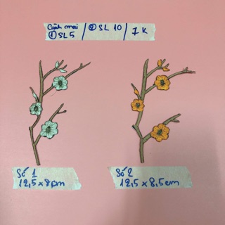 Hình ủi,patch ủi,sticker ủi cây hoa mai (có keo) (phụ kiện may vá, trang trí quần áo may mặc, Handmade,DIY)