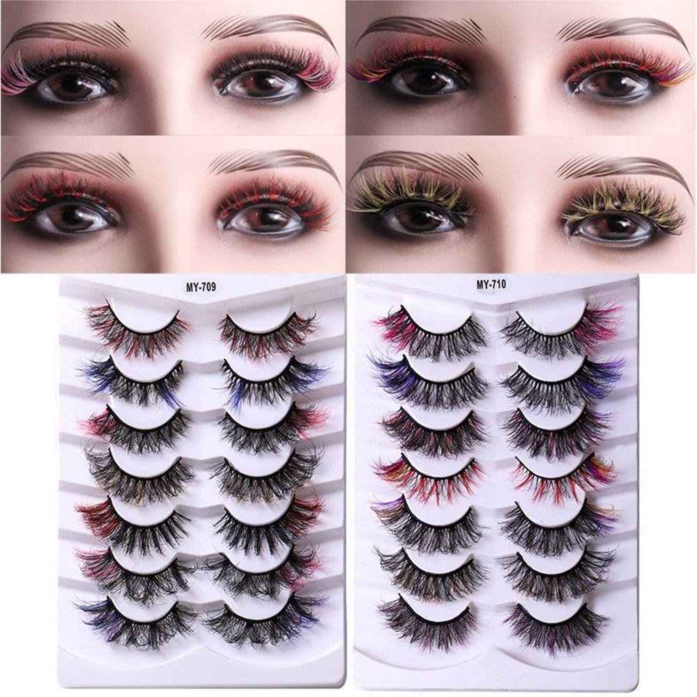 Lông Mi Giả Dày Dặn Nhiều Màu Sắc Trang Điểm Cho Nữ