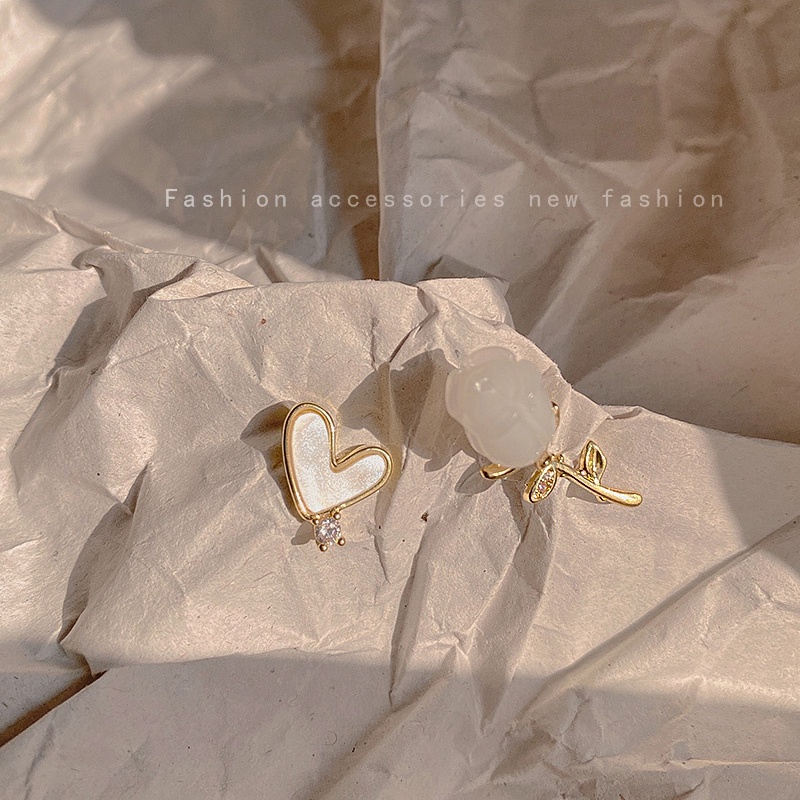 Vòng cổ/ Khuyên tai IF YOU hình hoa đính ngọc trai phong cách Hàn Quốc cổ điển thời trang