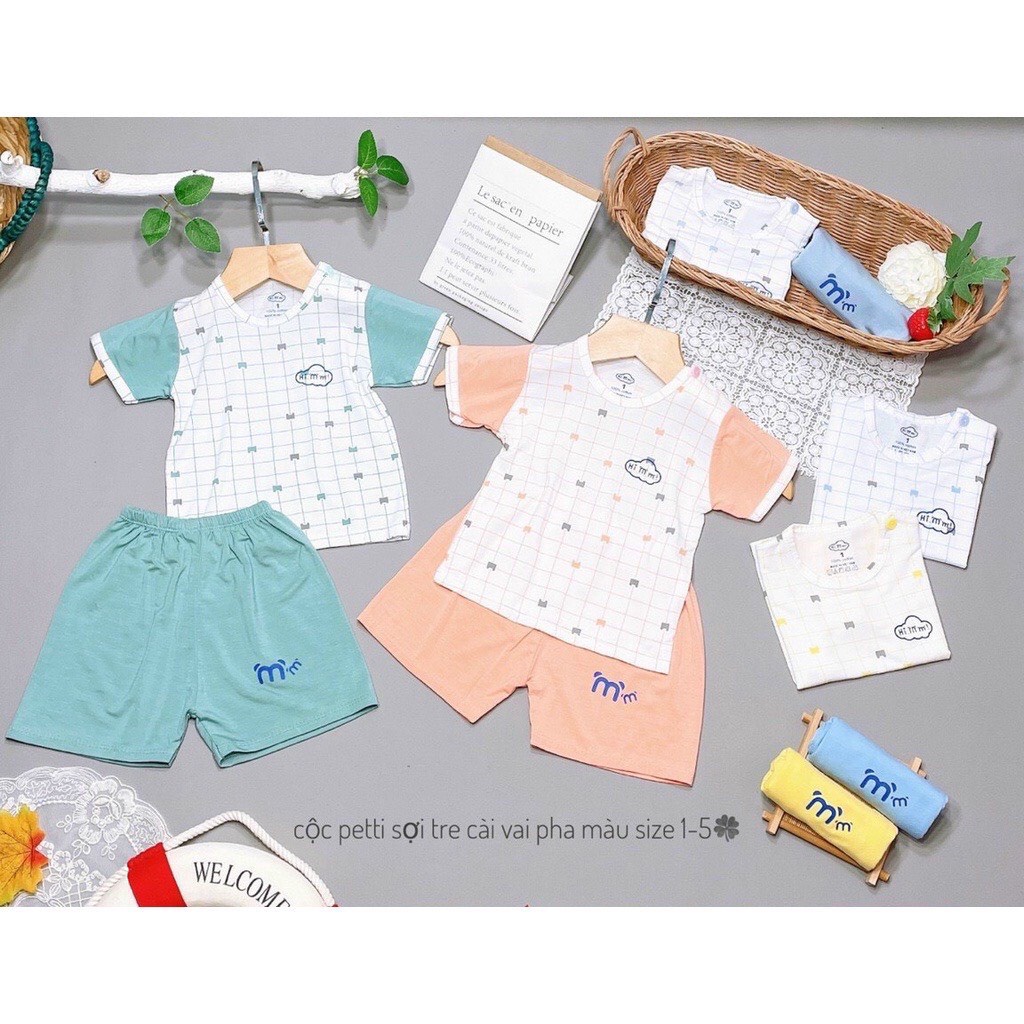 Bộ Himom Cài Vai Chất Petit Cực Mát kẻ caro Cho Bé 5-13Kg - B25912 - Siêu Thị Bé Yêu HP