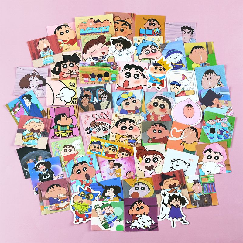 Set 50 Tấm Sticker Hoạt Hình Shin-Chan Dễ Thương Size Lớn Chống Nước MÃ ST2086