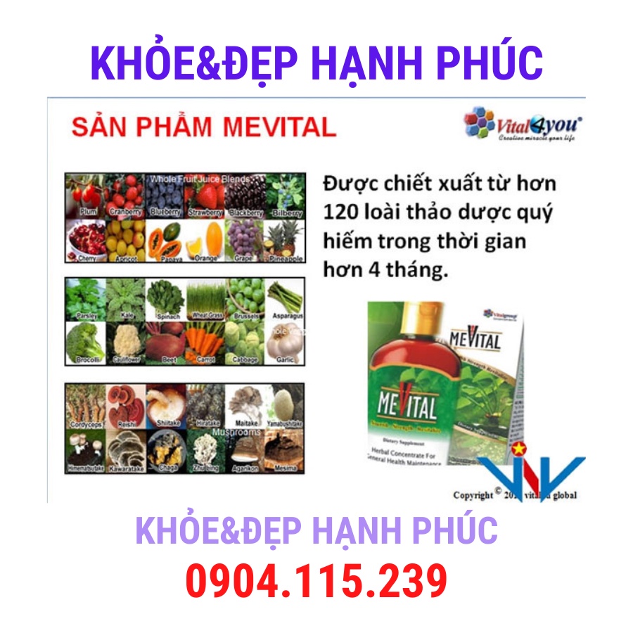 Mevital nước uống dinh dưỡng Vitalgroup – 500 ml/hộp