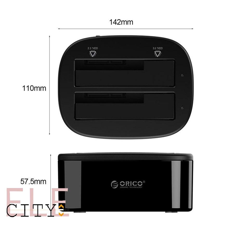 ✨COD✨ORICO 6228US3-BK Dual Bay USB3.0 2.5/3.5 inch Universal Hard Disk Box Base
