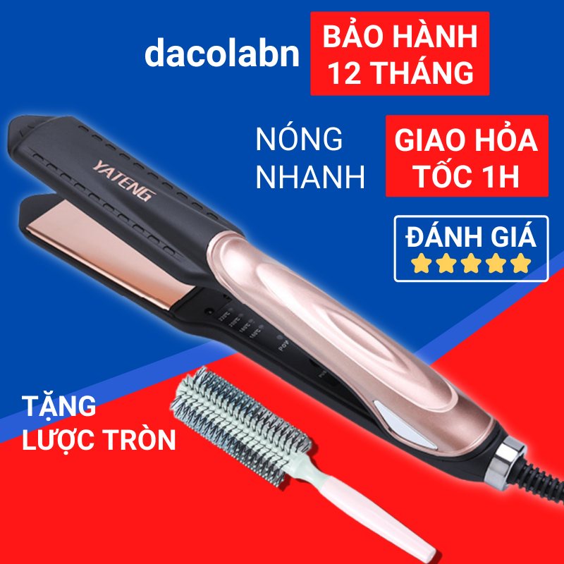 Máy là tóc chỉnh 4 mức nhiệt kẹp khít không rít tóc nóng nhanh tặng kèm lược tròn YT525