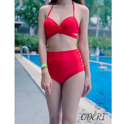 Bikini, Đồ Bơi Đi Biển Hai Mảnh Gọng Chéo Quần Đan Hai Bên Hông ODERI HM-078